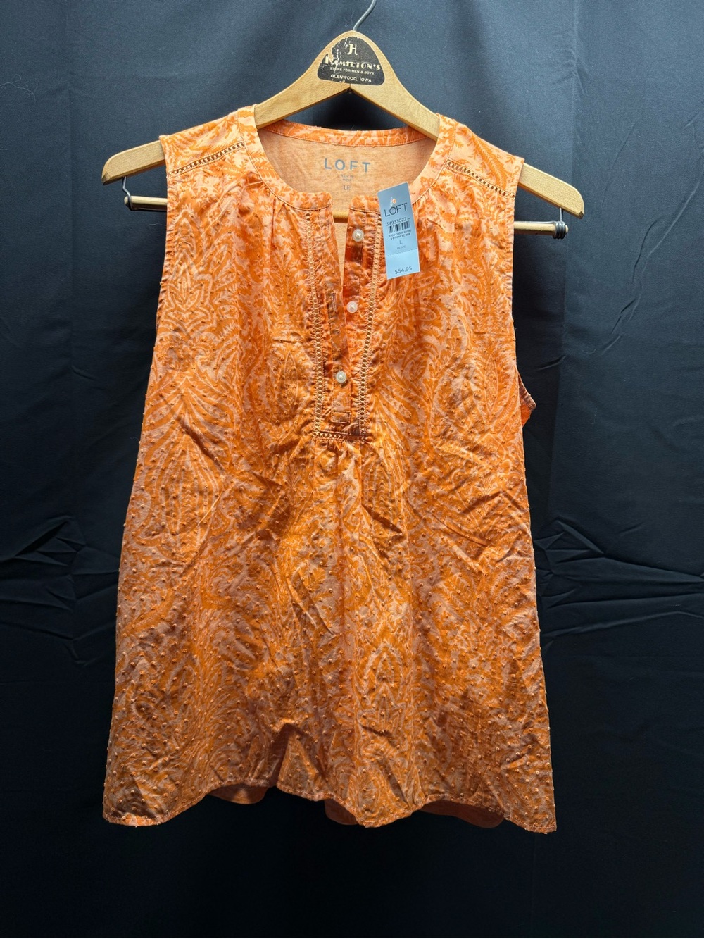 NWT LOFT Orange Sleeveless tank top sz L (4az)